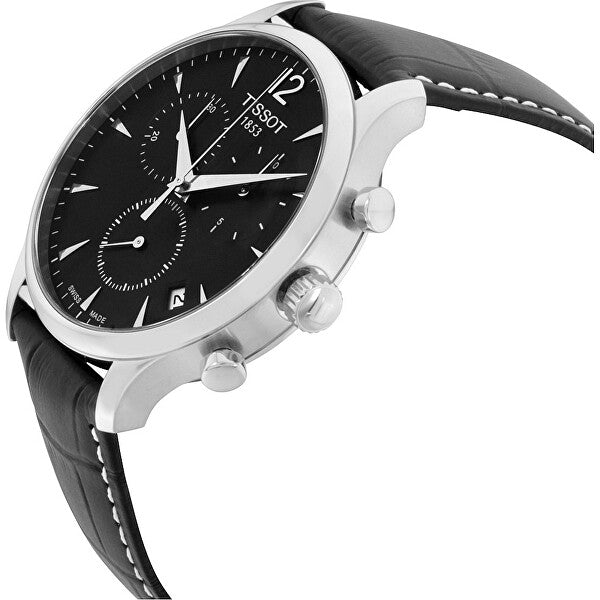 Tissot T Classic Tradition Black Dial Black Leather Strap Watch For Men - T063.617.16.057.00 Watches Tissot   