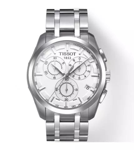 Tissot T Classic Couturier Chronograph White Stainless Steel Quartz Watch For Men - T101.617.11.031.00 Watches Tissot   