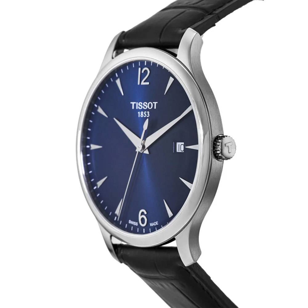 Tissot T Classic Tradition Blue Dial Black Leather Strap Watch For Men - T063.610.16.047.00 Watches Tissot   