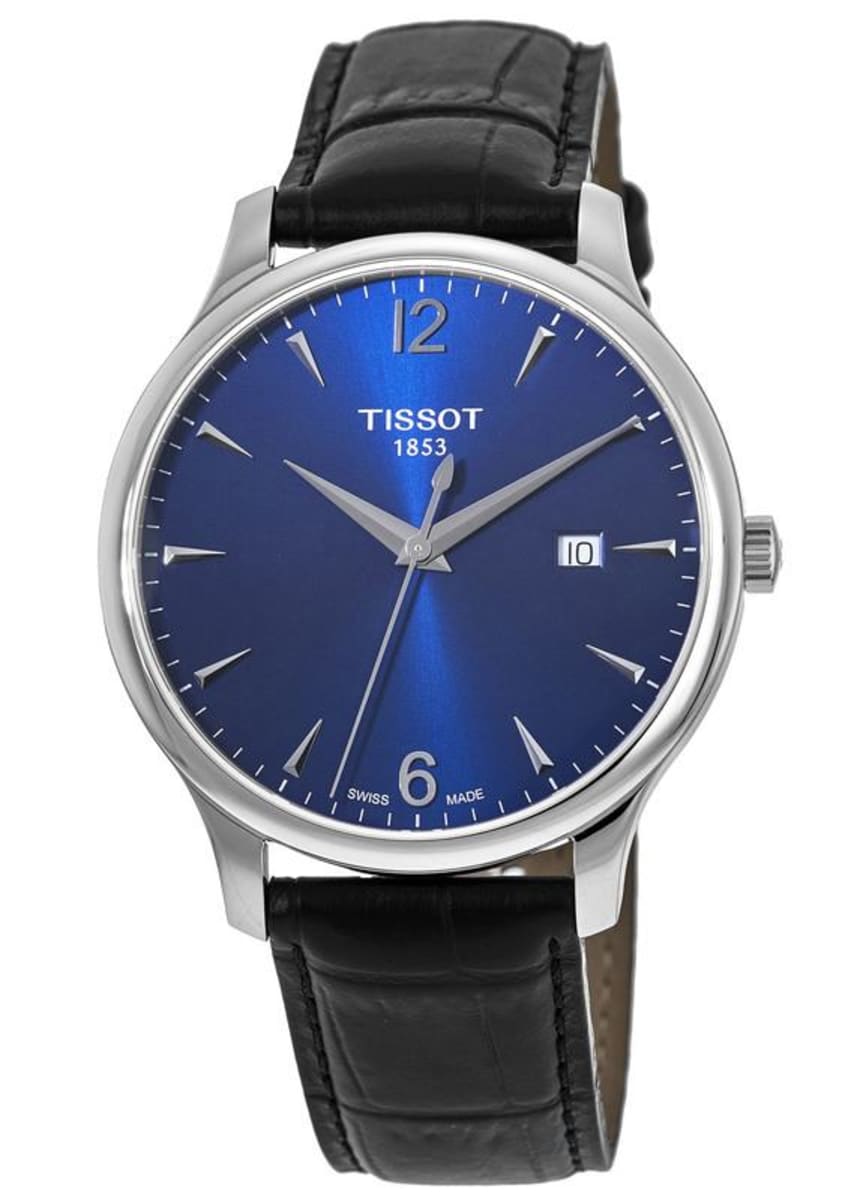 Tissot T Classic Tradition Blue Dial Black Leather Strap Watch For Men - T063.610.16.047.00 Watches Tissot   