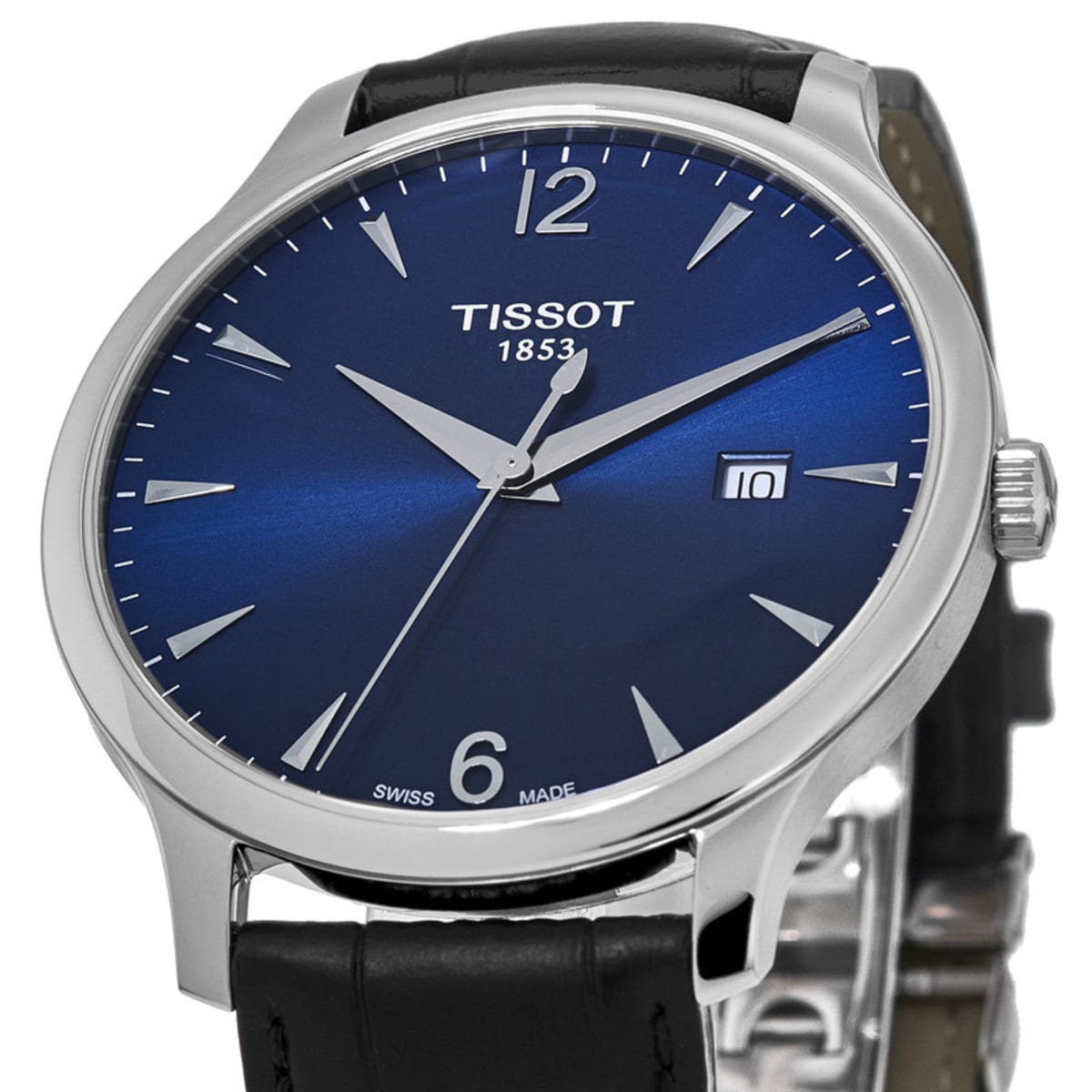 Tissot T Classic Tradition Blue Dial Black Leather Strap Watch For Men - T063.610.16.047.00 Watches Tissot   