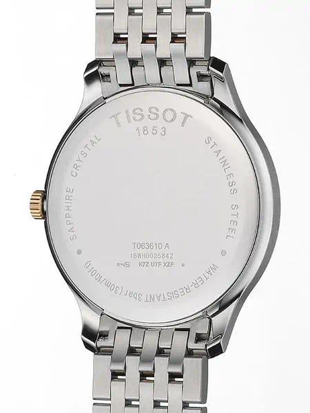 Tissot T Classic Tradition White Dial Two Tone Mesh Bracelet Watch For Men - T063.610.22.037.01 Watches Tissot   