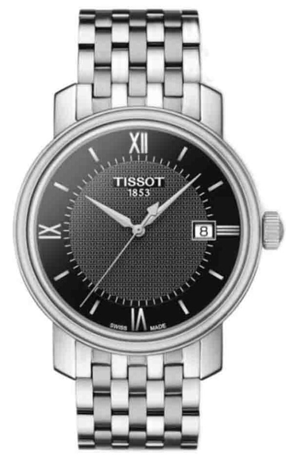 Tissot Bridgeport Small Black Dial Silver Steel Strap Watch For Women - T097.010.11.058.00 Watches Tissot   