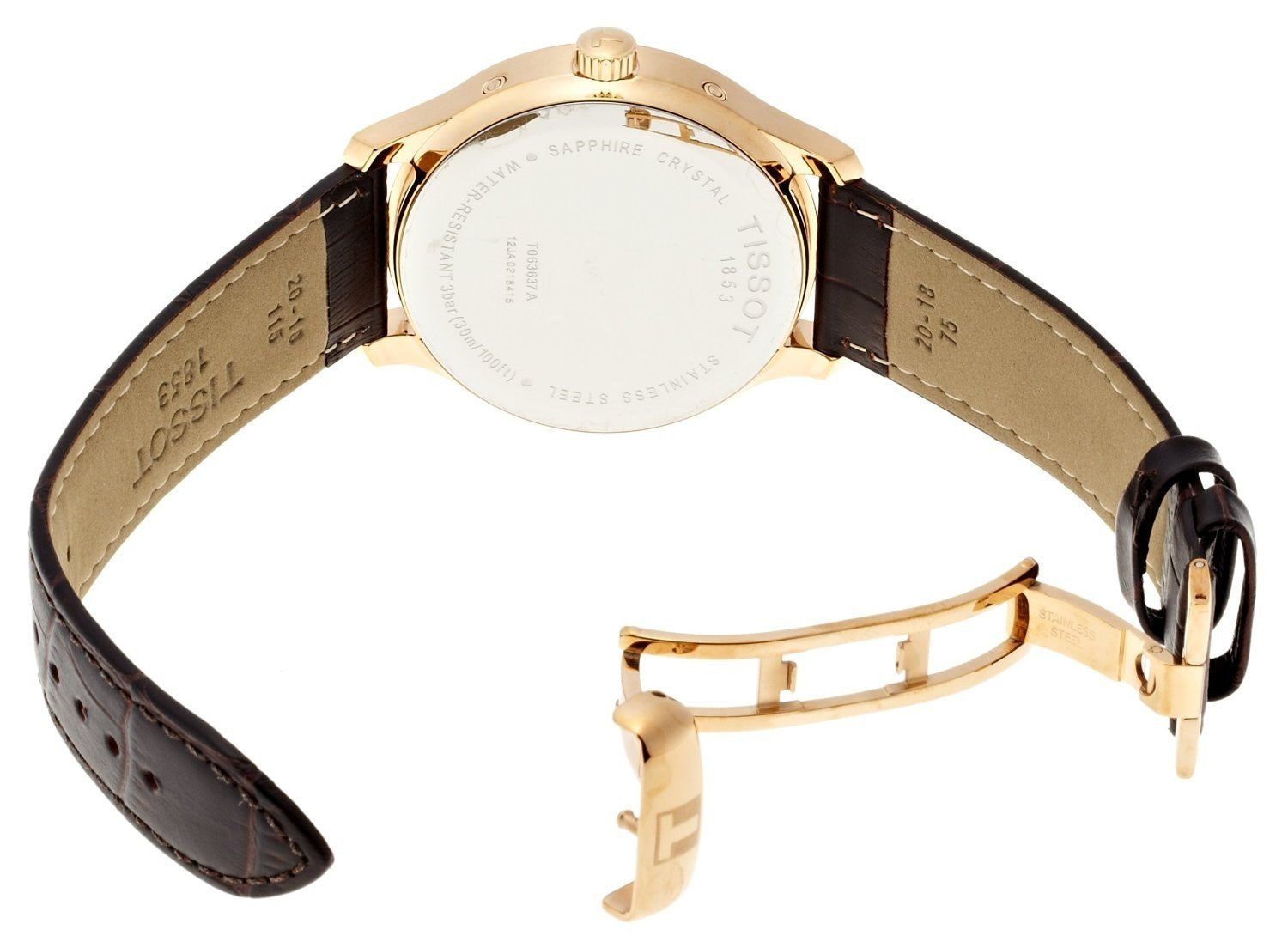 Tissot Bridgeport Lady Silver Dial Brown Leather Strap Watch For Women - T097.010.26.118.00 Watches Tissot   