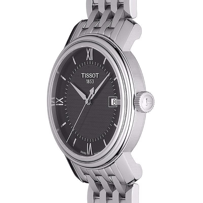 Tissot T Classic Bridgeport Black Dial Silver Steel Strap Watch For Men - T097.410.11.058.00 Watches Tissot   