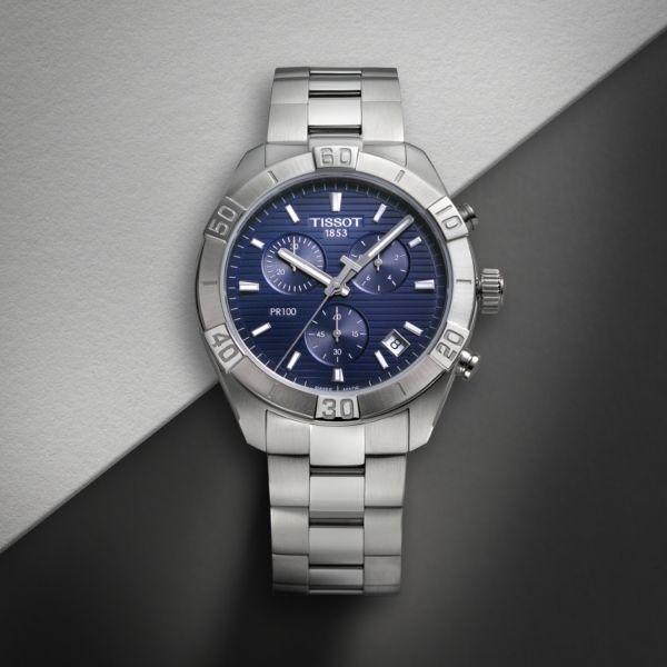 Tissot PR 100 Sport Quartz Chronograph Blue Dial Silver Stainless Steel Watch For Men - T101.617.11.041.00 Watches Tissot   