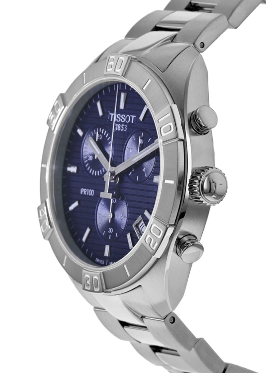 Tissot PR 100 Sport Quartz Chronograph Blue Dial Silver Stainless Steel Watch For Men - T101.617.11.041.00 Watches Tissot   