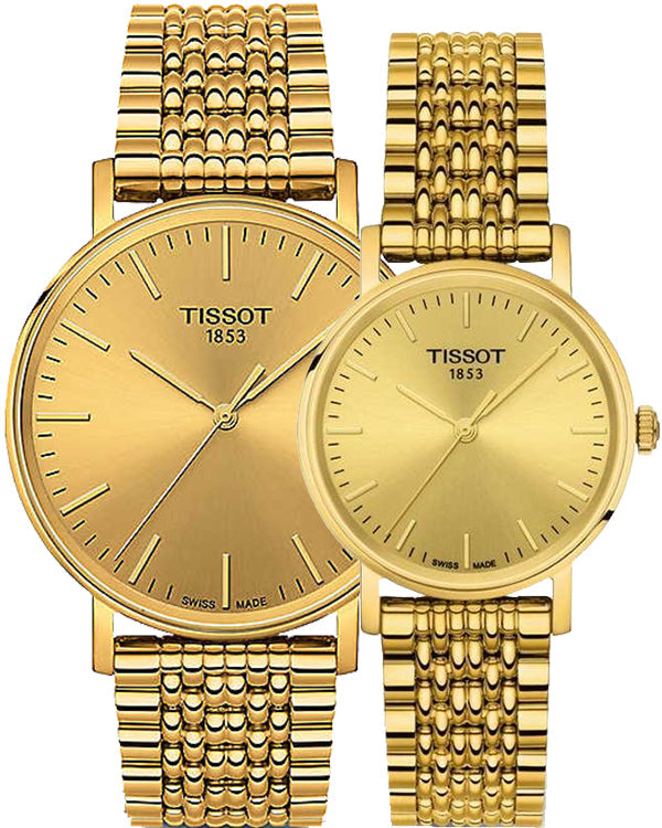 Tissot Everytime Gent Gold Dial Gold Mesh Bracelet Watch for Men - T143.410.33.021.00 Watches Tissot   