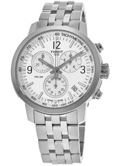 Tissot T Sport PRC 200 Chronograph White Dial Silver Steel Strap Watch For Men - T114.417.11.037.00 Watches Tissot   