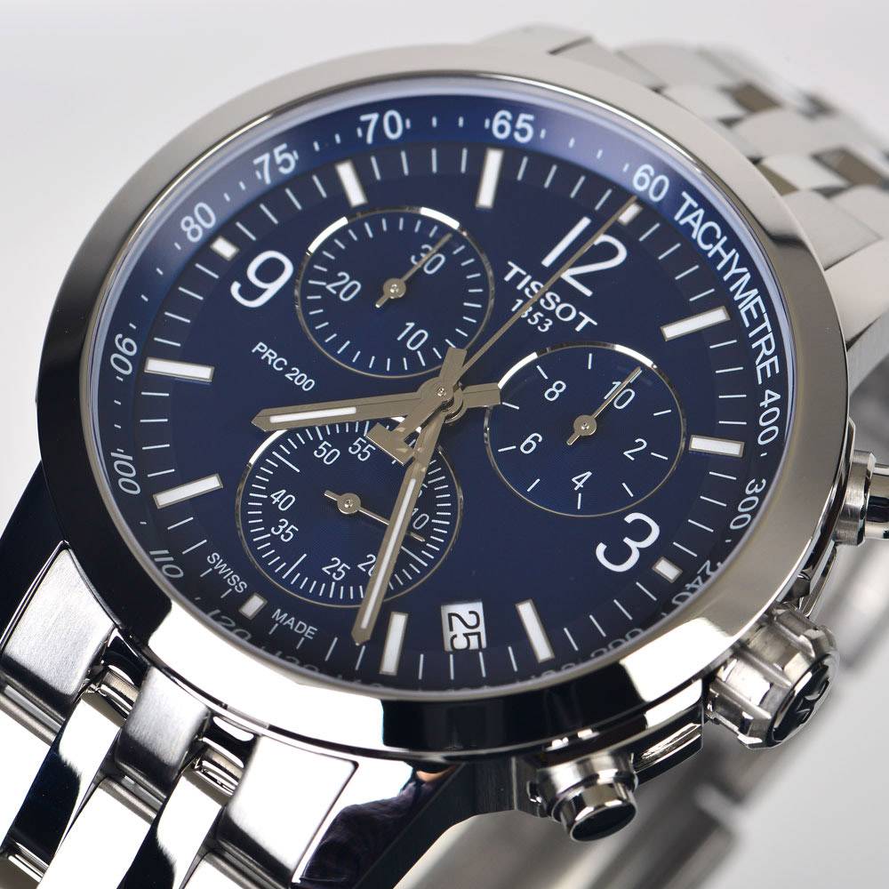 Tissot PRC 200 Chronograph Quartz Blue Dial Stainless Steel Watch For Men - T114.417.11.047.00 Watches Tissot   