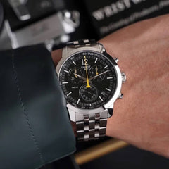 Tissot PRC 200 Chronograph Black Dial Silver Stainless Steel Watch For Men - T114.417.11.057.00 Watches Tissot   