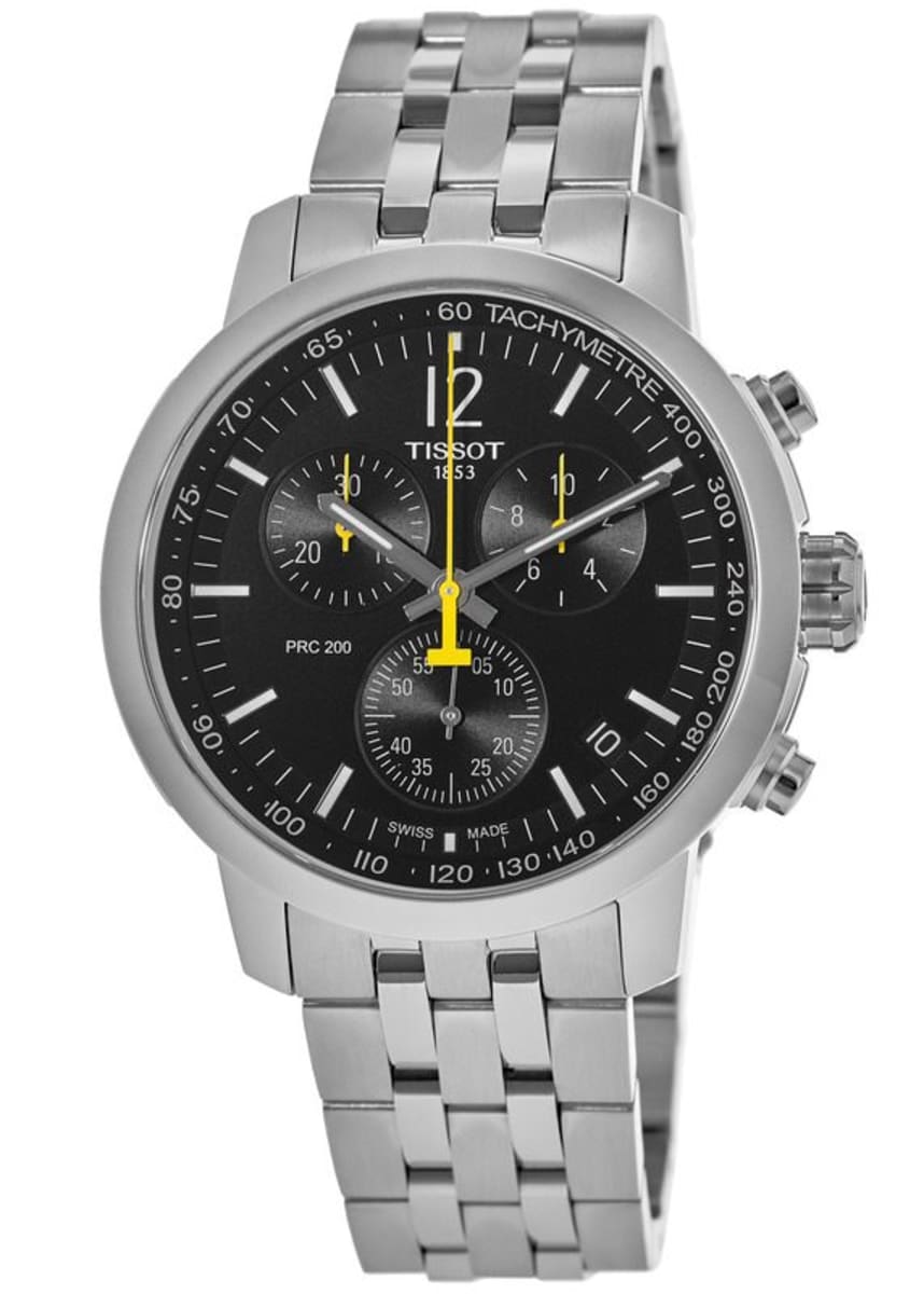 Tissot PRC 200 Chronograph Black Dial Silver Stainless Steel Watch For Men - T114.417.11.057.00 Watches Tissot   