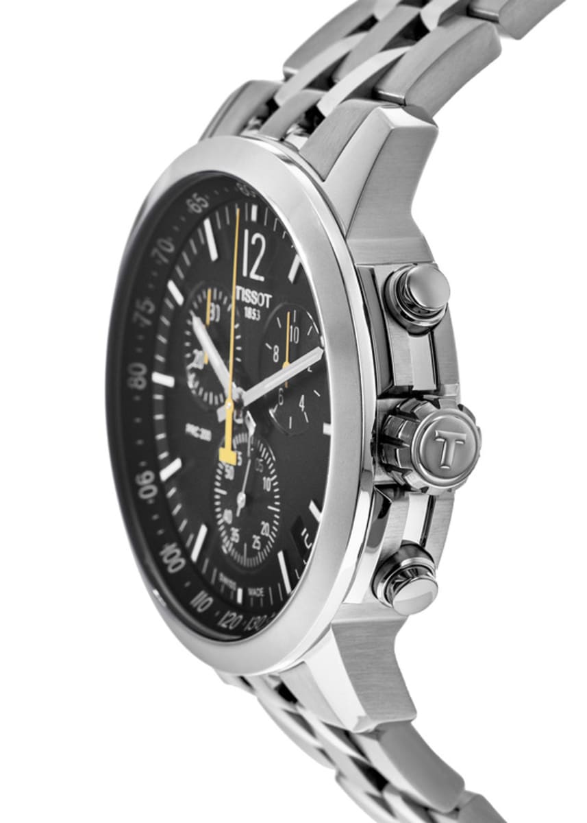 Tissot PRC 200 Chronograph Black Dial Silver Stainless Steel Watch For Men - T114.417.11.057.00 Watches Tissot   