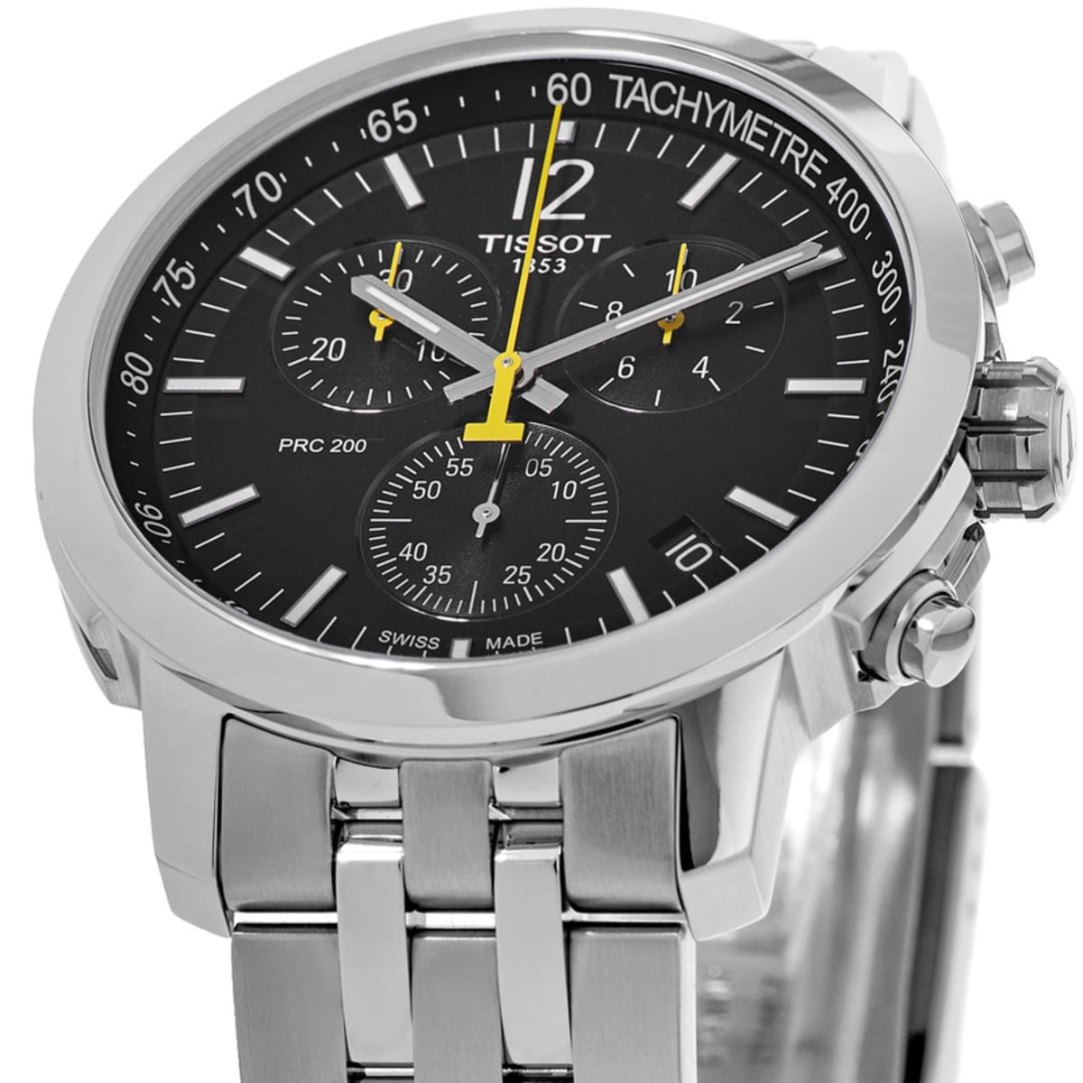 Tissot PRC 200 Chronograph Black Dial Silver Stainless Steel Watch For Men - T114.417.11.057.00 Watches Tissot   