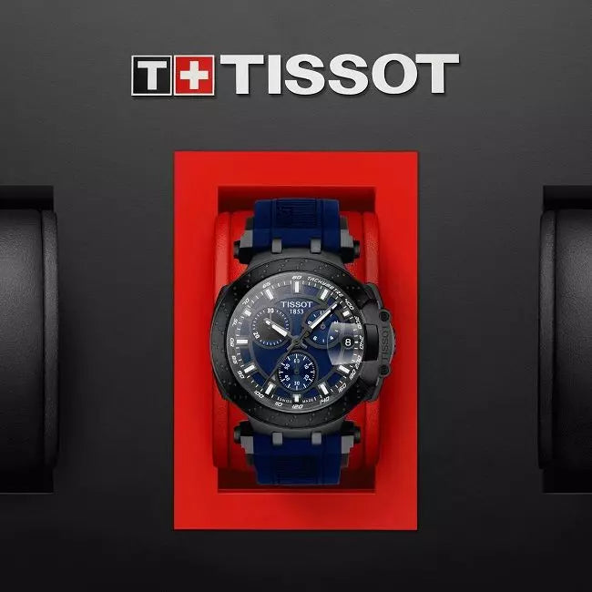Tissot T Race Chronograph 42mm Blue Dial Blue Silicon Strap Watch For Men - T115.417.37.041.00 Watches Tissot   