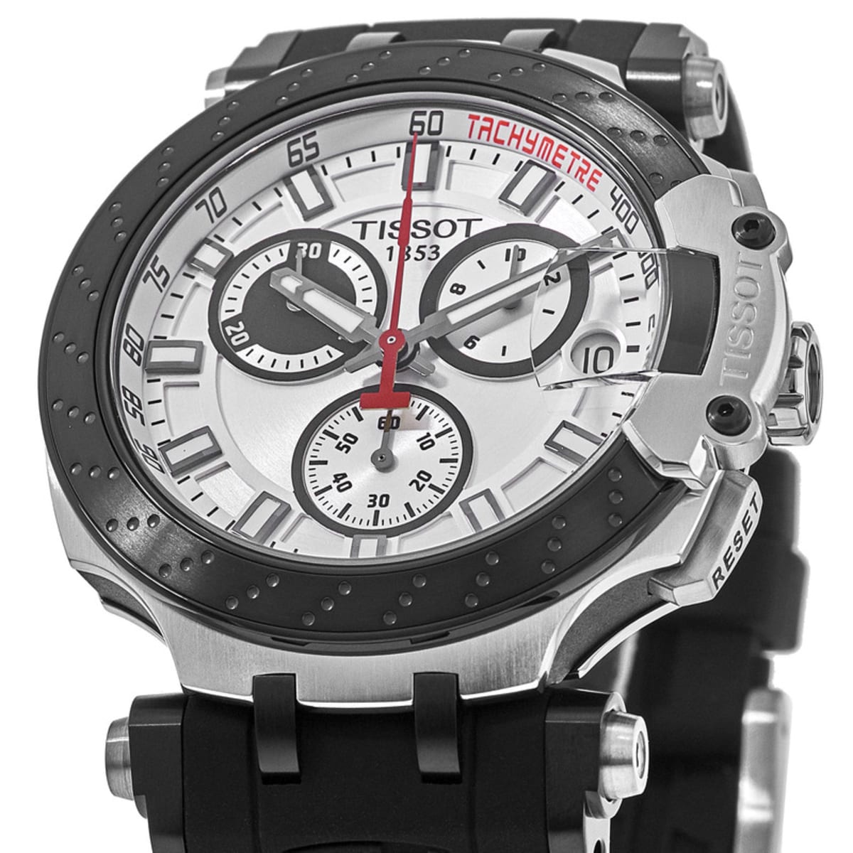 Tissot T Race Chronograph White Dial Black Silicon Strap Watch For Men - T115.417.27.011.00 Watches Tissot   