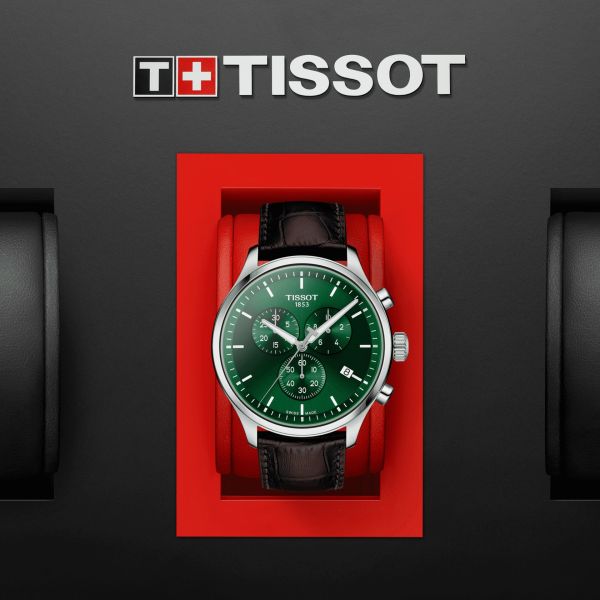 Tissot Chrono XL Chronograph Classic Brown Strap Green Dial Watch For Men - T116.617.16.091.00 Watches Tissot   