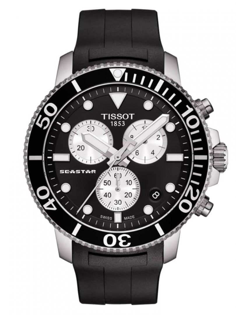 Tissot Seaster 1000 Chronograph Black Dial Black Rubber Strap Watch For Men - T120.417.17.051.00 Watches Tissot   