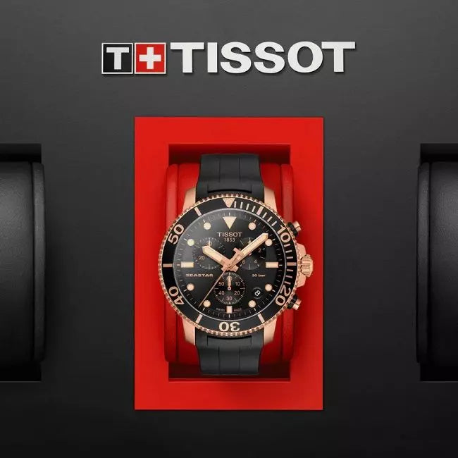 Tissot Seaster 1000 Quartz Black Rubber Chronograph Watch For Men - T120.417.37.051.00 Watches Tissot   