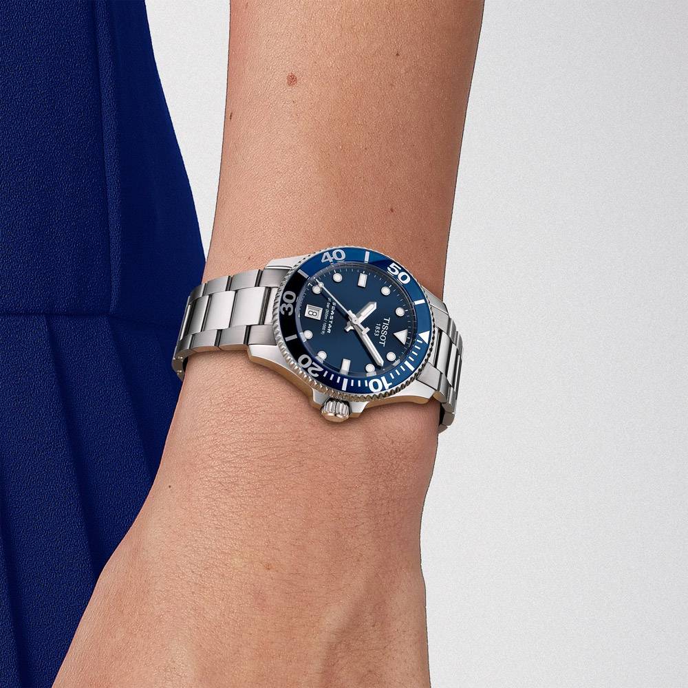 Tissot Seastar 1000 Lady Blue Dial Silver Stainless Steel Watch For Women - T120.210.11.041.00 Watches Tissot   