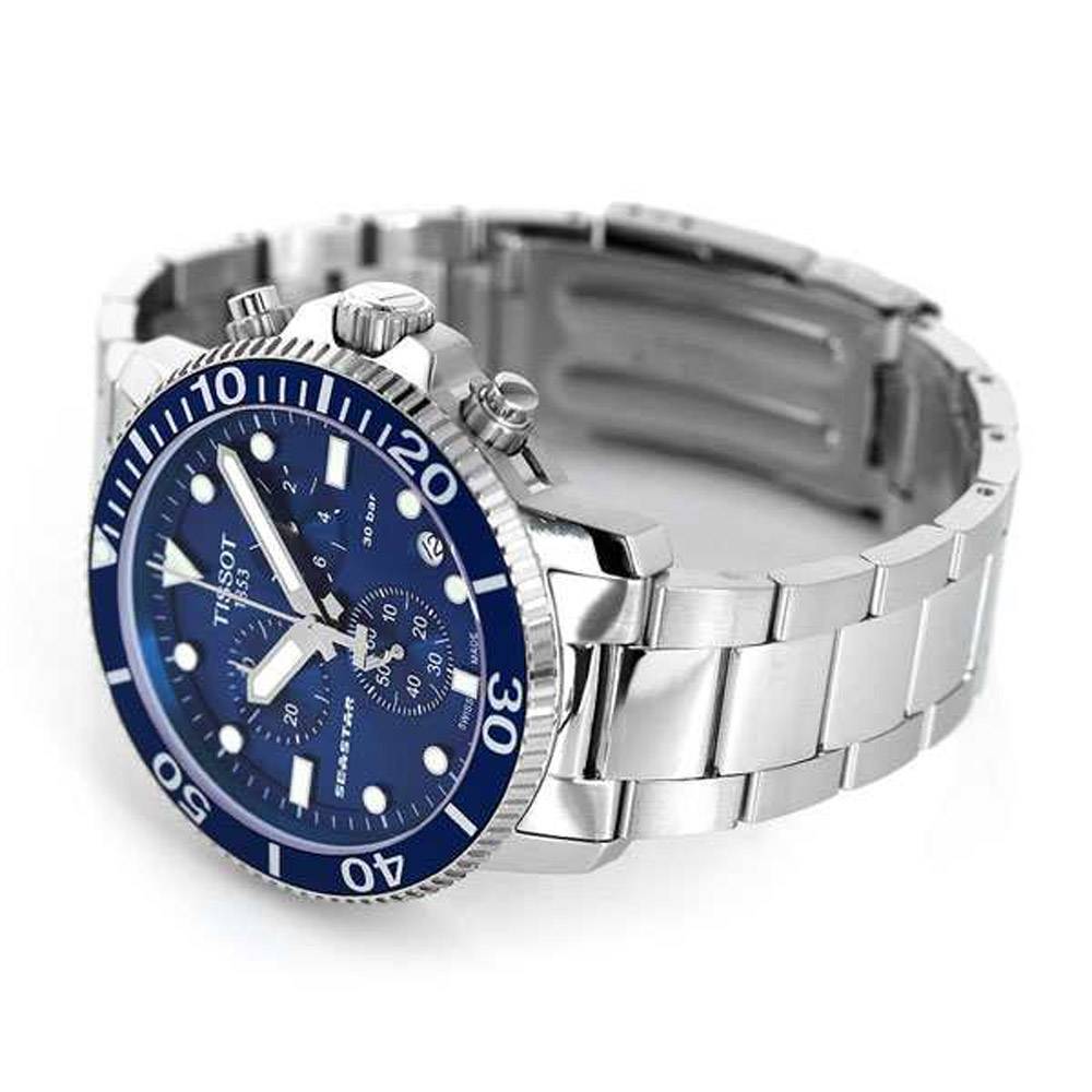 Tissot Seaster 1000 Chronograph Blue Dial Silver Stainless Steel Strap Watch For Men - T120.417.11.041.00 Watches Tissot   