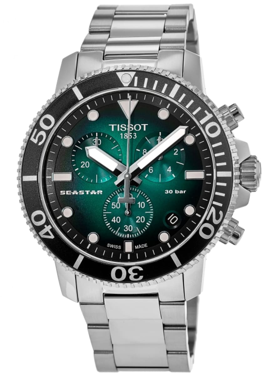 Tissot Seaster 1000 Chronograph Green Dial Silver Steel Strap Watch For Men - T120.417.11.091.01 Watches Tissot   