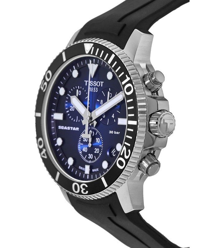 Tissot Seastar 1000 Chronograph Blue Dial Black Rubber Strap Watch For Men - T120.417.17.041.00 Watches Tissot   