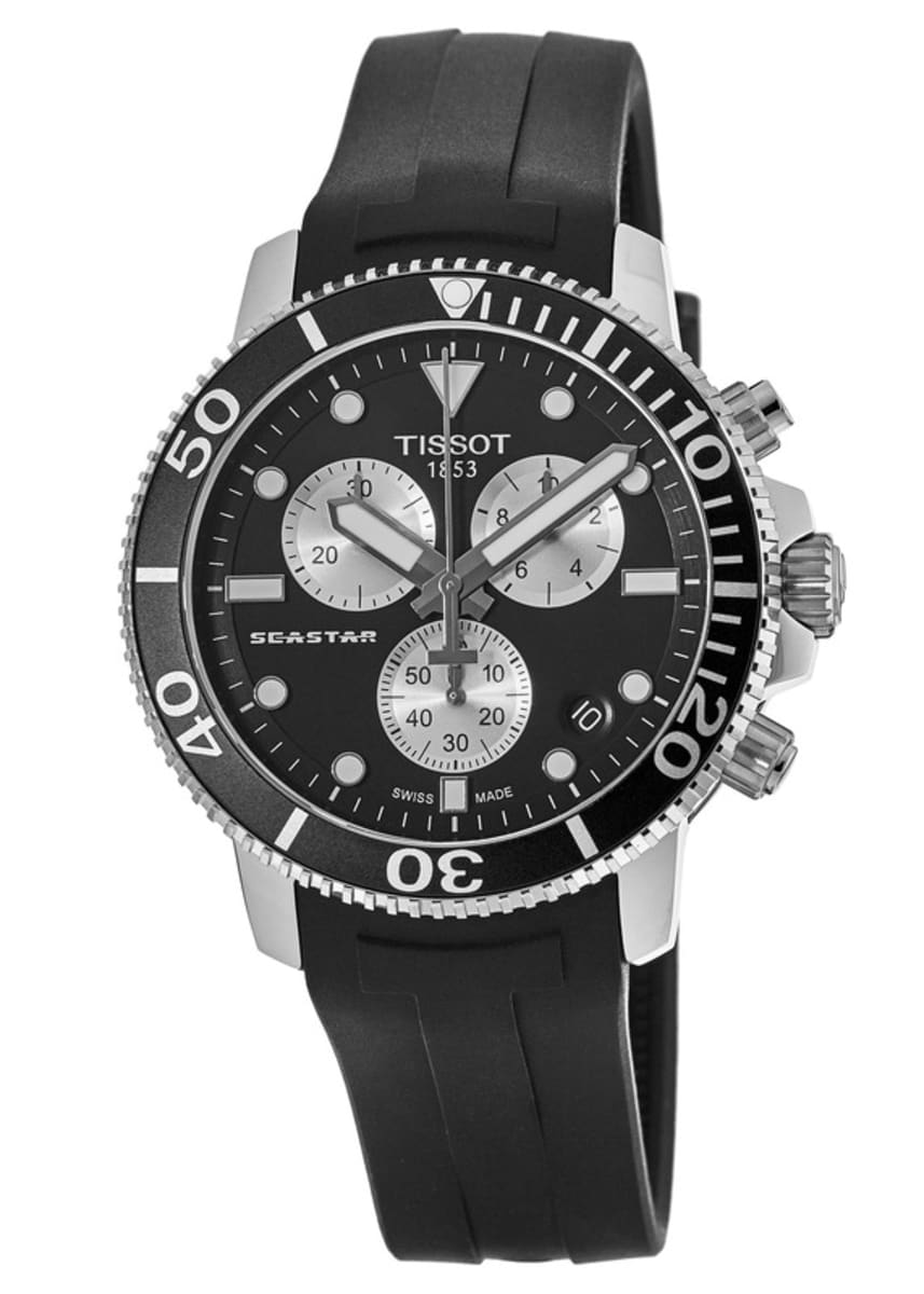 Tissot Seaster 1000 Chronograph Black Dial Black Rubber Strap Watch For Men - T120.417.17.051.00 Watches Tissot   