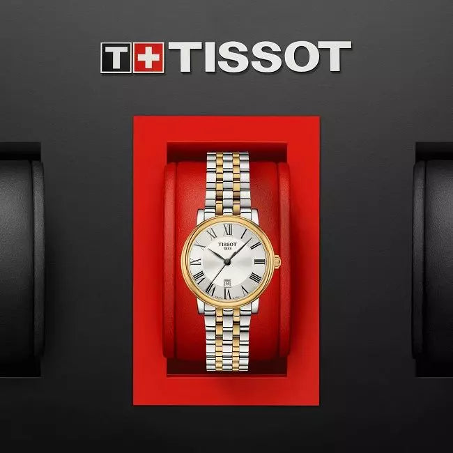 Tissot T Classic Carson Premium White Dial Two Tone Steel Strap Lady Watch For Women - T122.210.22.033.00 Watches Tissot   