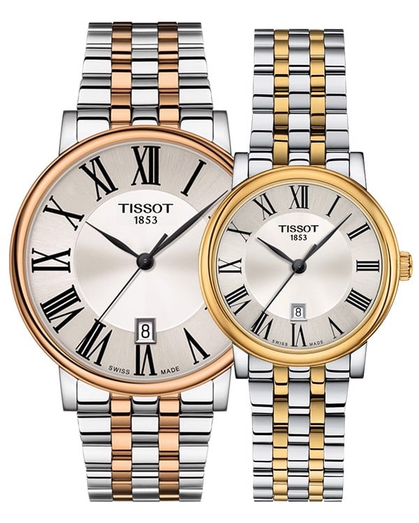 Tissot T Classic Carson Premium White Dial Two Tone Steel Strap Lady Watch For Women - T122.210.22.033.00 Watches Tissot   