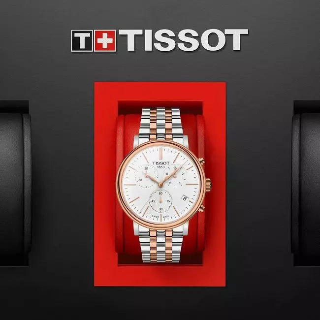 Tissot Carson Premium Chronograph White Dial Silver Steel Strap Watch For Men - T122.417.22.011.00 Watches Tissot   