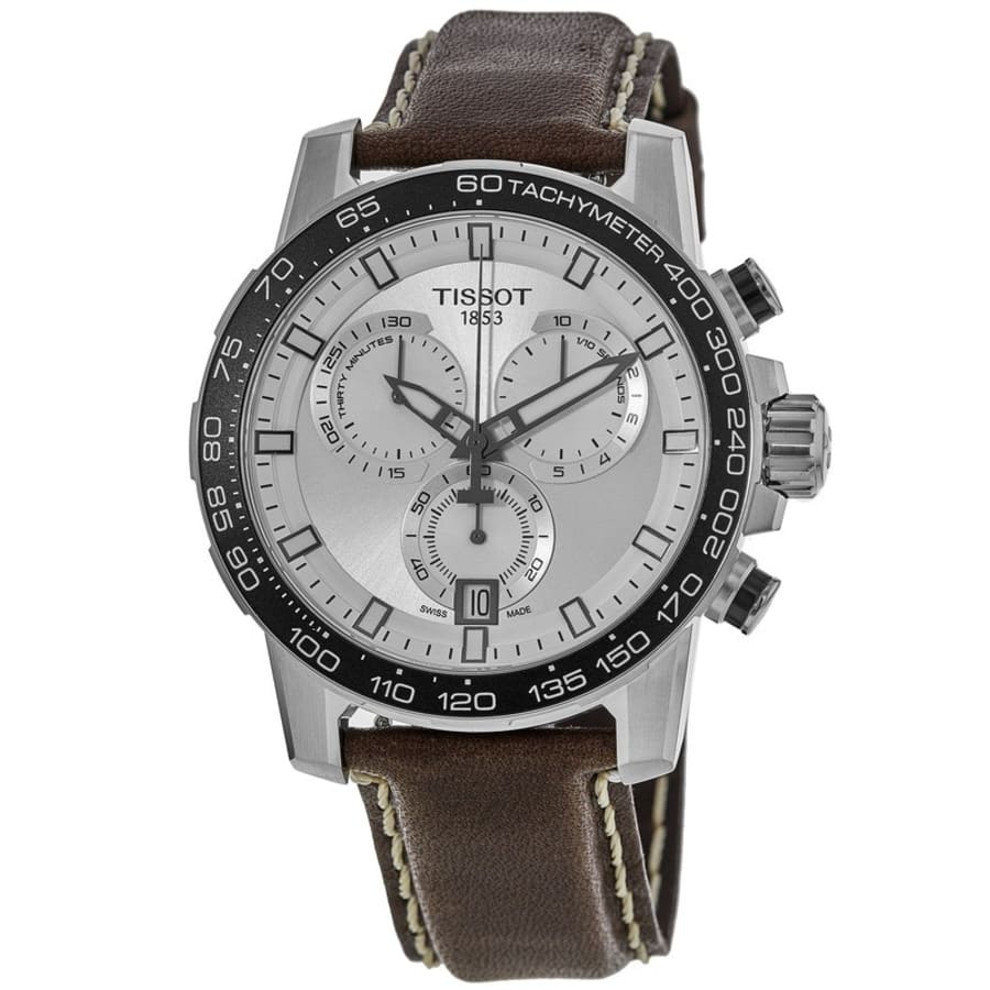 Tissot Supersport Chrono Silver Dial Brown Leather Strap Watch for Men - T125.617.16.031.00 Watches Tissot   