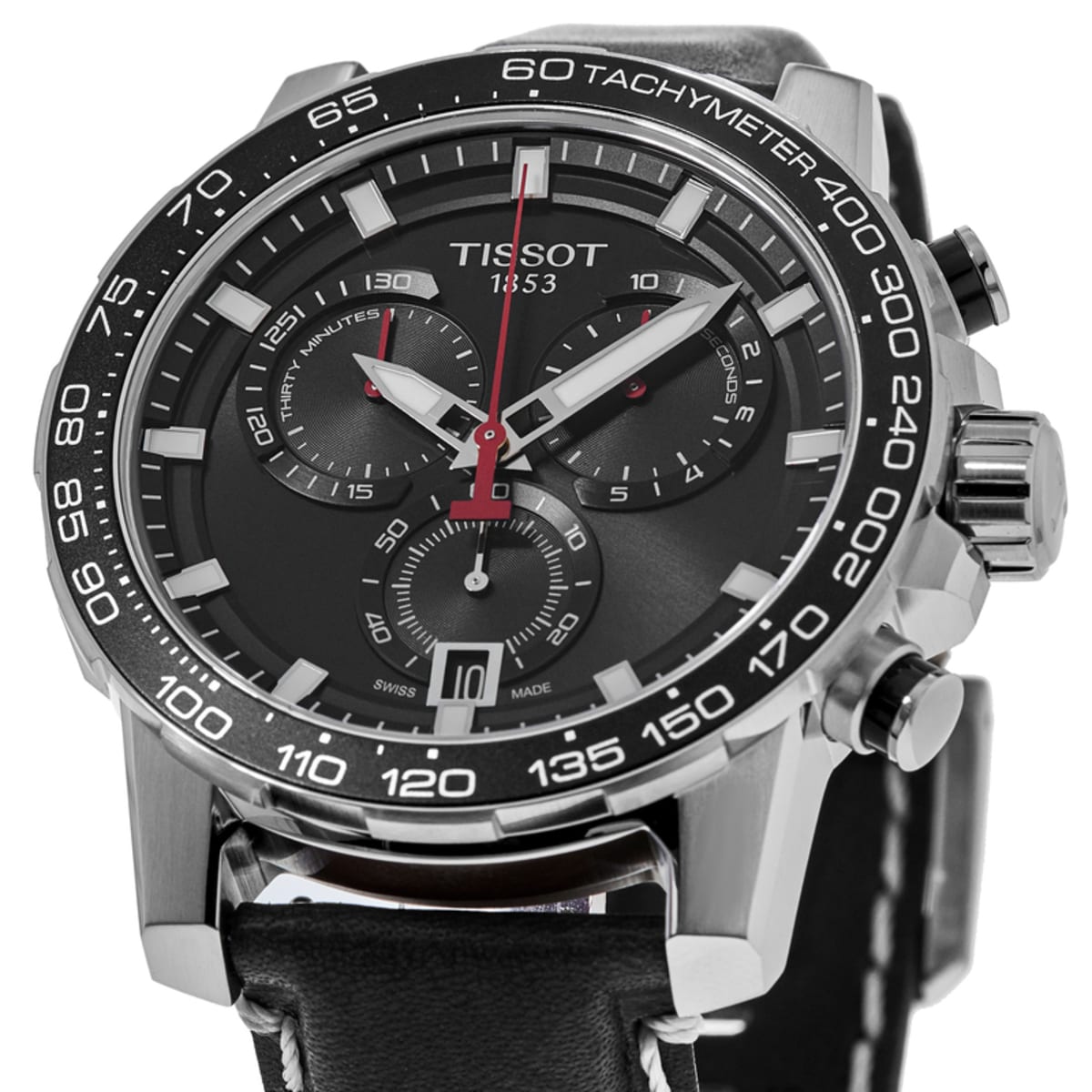 Tissot Supersport Chrono Black Dial Black Leather Strap Watch for Men - T125.617.16.051.00 Watches Tissot   