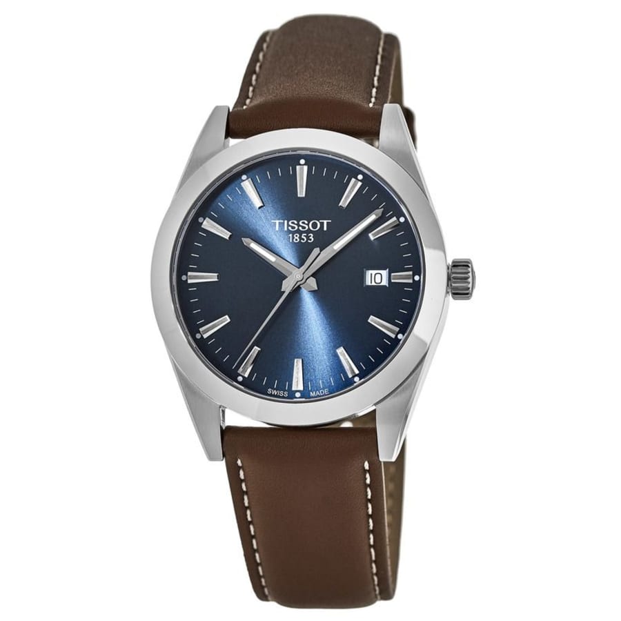 Tissot Gentleman Blue Dial Brown Leather Strap 40mm Watch For Men - T127.410.16.041.00 Watches Tissot   