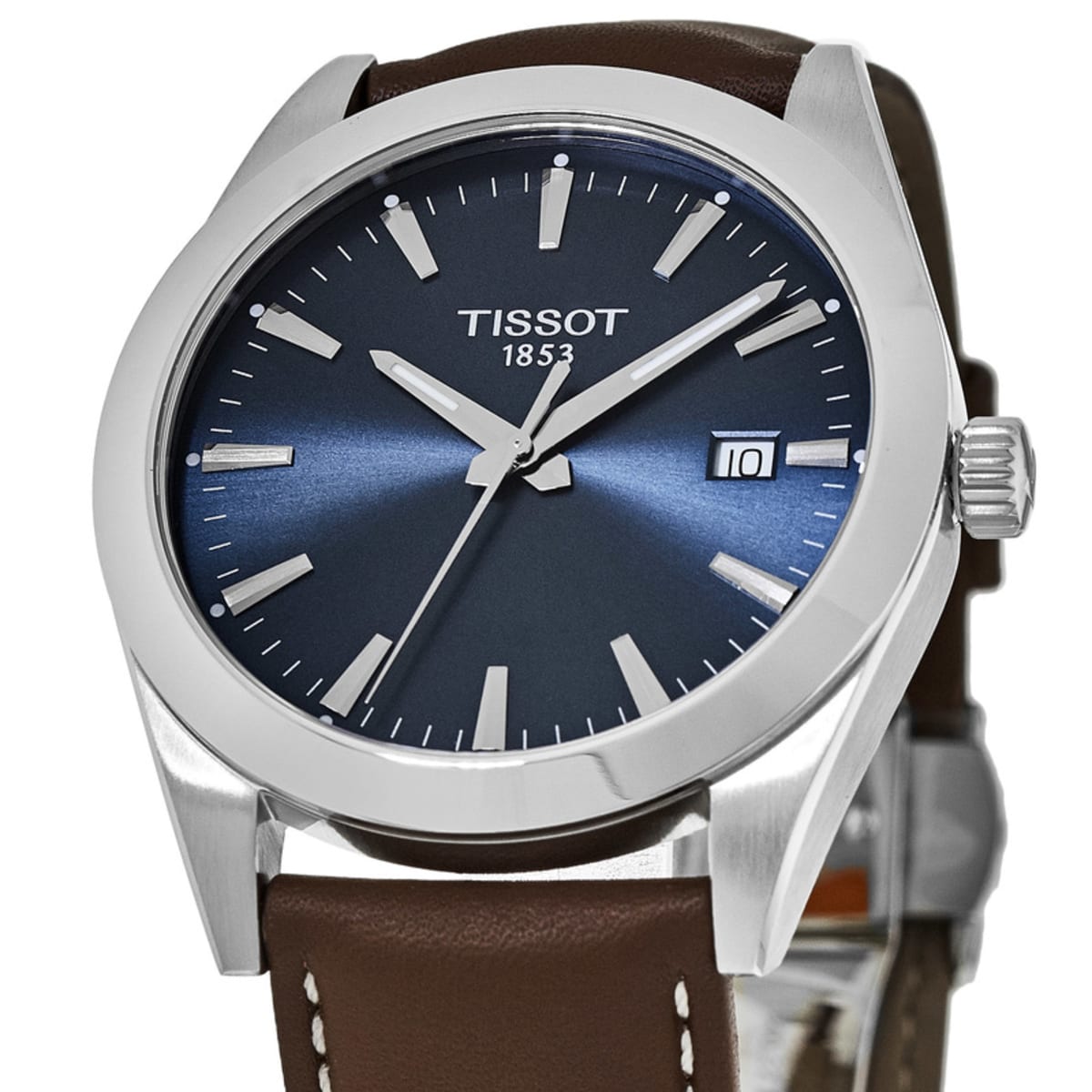 Tissot Gentleman Blue Dial Brown Leather Strap 40mm Watch For Men - T127.410.16.041.00 Watches Tissot   