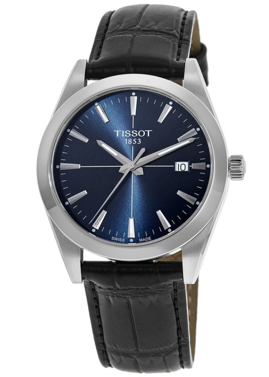 Tissot Gentlemen Blue Dial Black Leather Strap Watch for Men - T127.410.16.041.01 Watches Tissot   