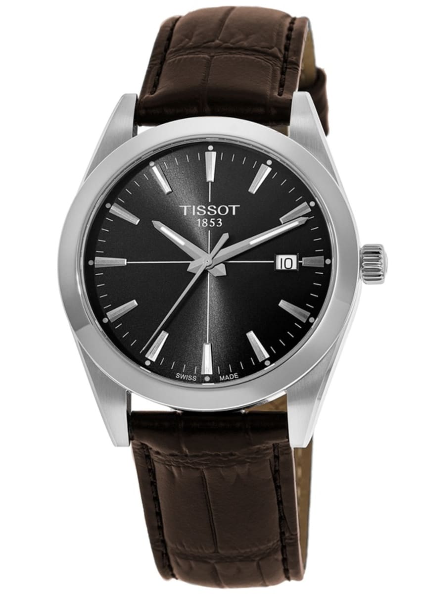 Tissot Gentlemen Black Dial Brown Leather Strap Watch for Men - T127.410.16.051.01 Watches Tissot   