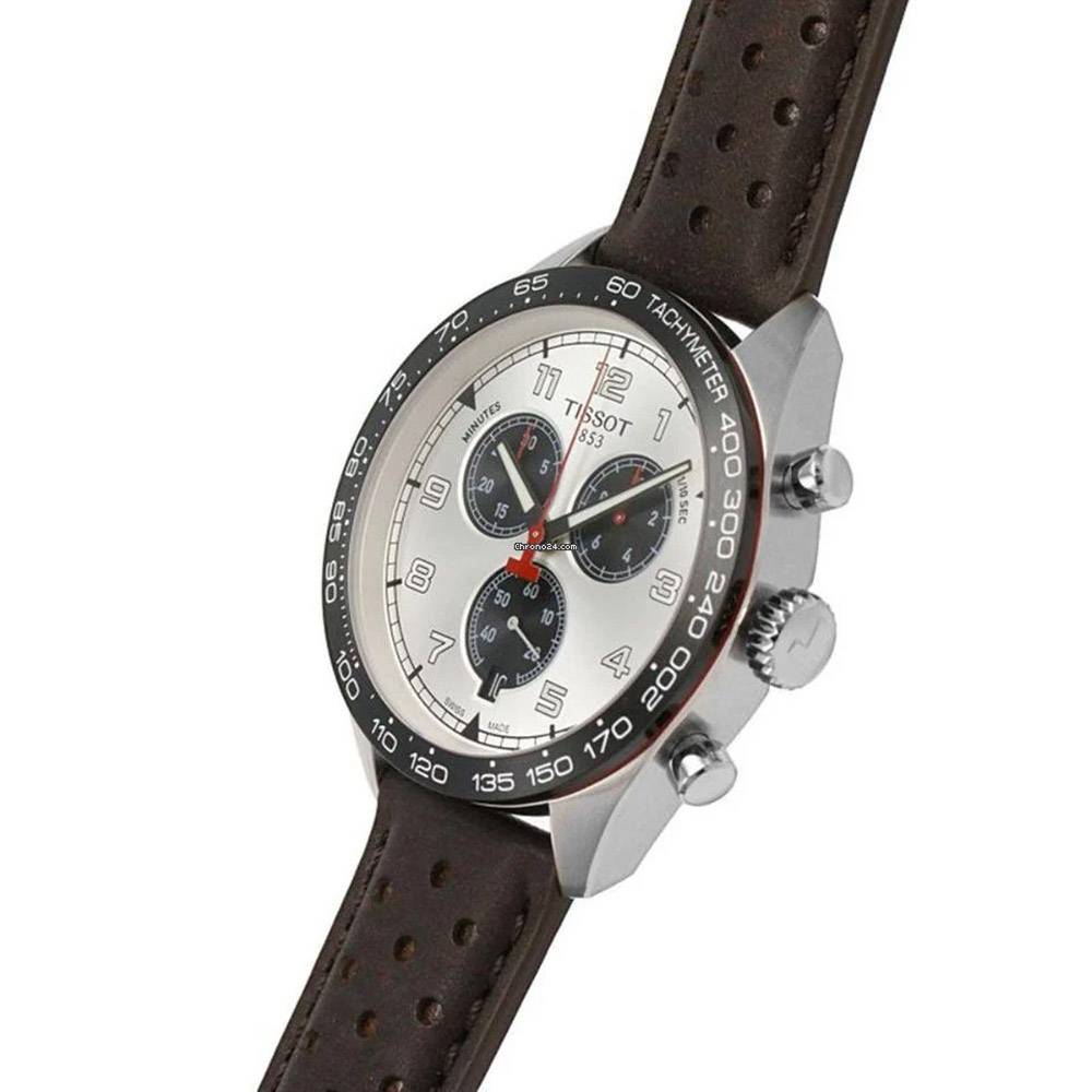 Tissot T Sport PRS 516 Chronograph Silver Dial Brown Leather Strap Watch for Men - T131.617.16.032.00 Watches Tissot   