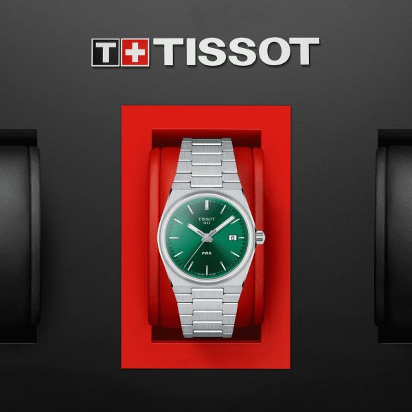 Tissot PRX Quartz Green Dial Stainless Steel Strap Watch for Women - T137.210.11.081.00 Watches Tissot   