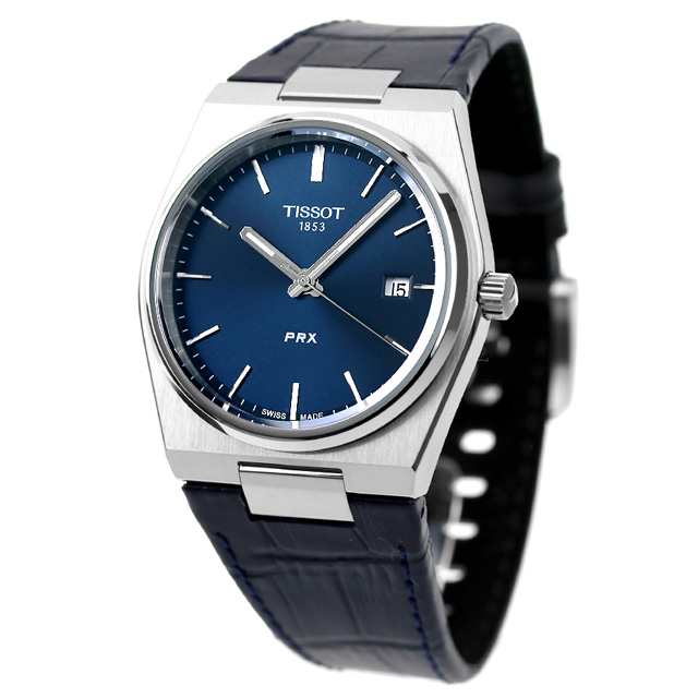 Tissot PRX Quartz Blue Dial Blue Leather Strap Watch for Men - T137.410.16.041.00 Watches Tissot   