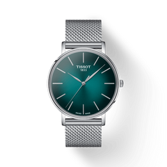 Tissot Everytime Gent Green Dial Silver Mesh Bracelet Watch for Men - T143.410.11.091.00 Watches Tissot   