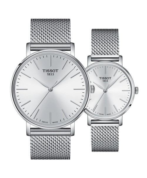 Tissot Everytime Lady Silver Dial Stainless Steel Mesh Bracelet Watch for Women - T143.210.11.011.00 Watches Tissot   