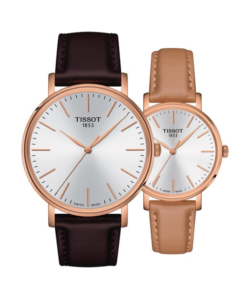 Tissot Everytime Lady Rose Gold Plated Leather Strap Watch for Women - T143.210.36.011.00 Watches Tissot   