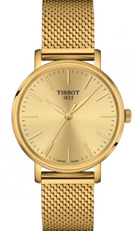 Tissot Everytime Gent Gold Dial Gold Mesh Bracelet Watch for Men - T143.410.33.021.00 Watches Tissot   