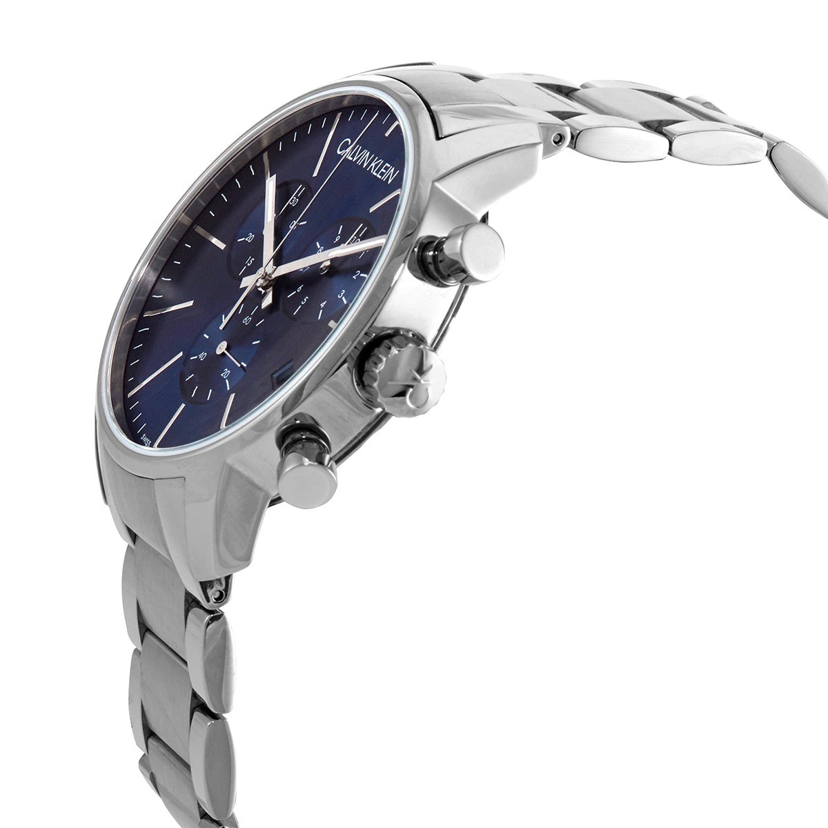 Calvin Klein City Chronograph Blue Dial Silver Steel Strap Watch for Men - K2G2714N Watches Calvin Klein   