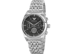 Emporio Armani Franco Black Dial Silver Stainless Steel Strap Watch For Men - AR0373 Watches Emporio Armani   