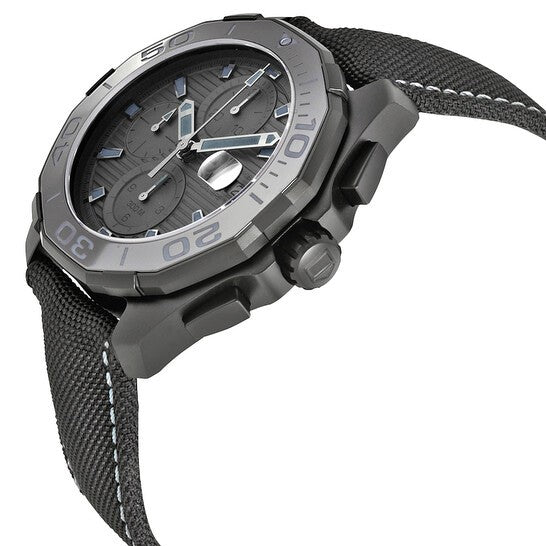 Tag Heuer Aquaracer Automatic Chronograph Special Edition Grey Titanium Dial Black Leather Strap Watch for Men - CAY218B.FC6370 Watches Tag Heuer   