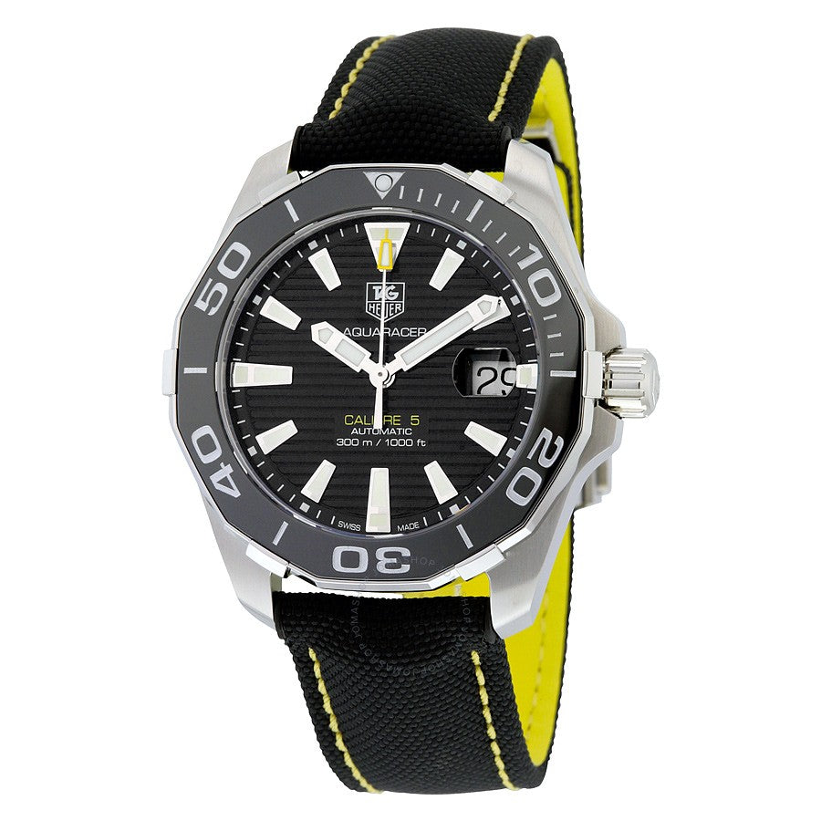 Tag Heuer Aquaracer Calibre 5 Automatic 41mm Black Dial Black Nylon Strap Watch for Men - WAY211A.FC6362 Watches Tag Heuer   