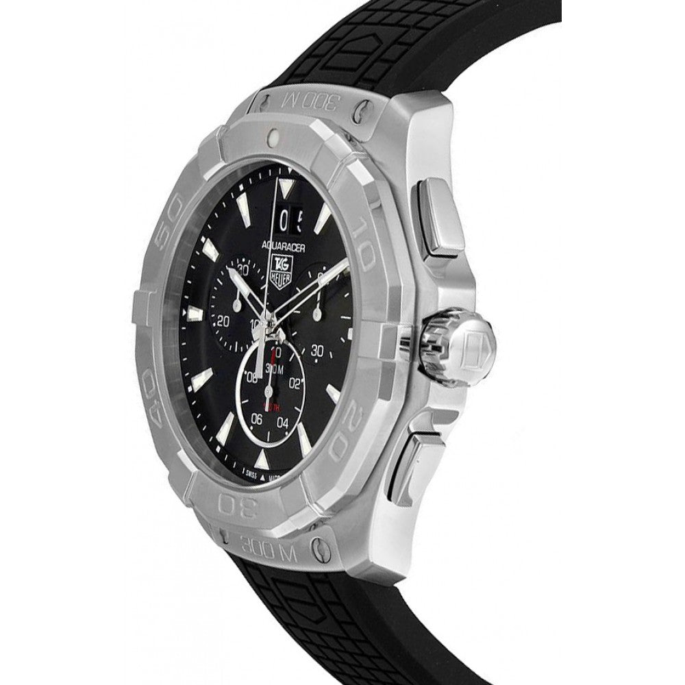 Tag Heuer Aquaracer Quartz Chronograph Black Dial Black Rubber Strap Watch for Men - CAY1110.FT6041 Watches Tag Heuer   