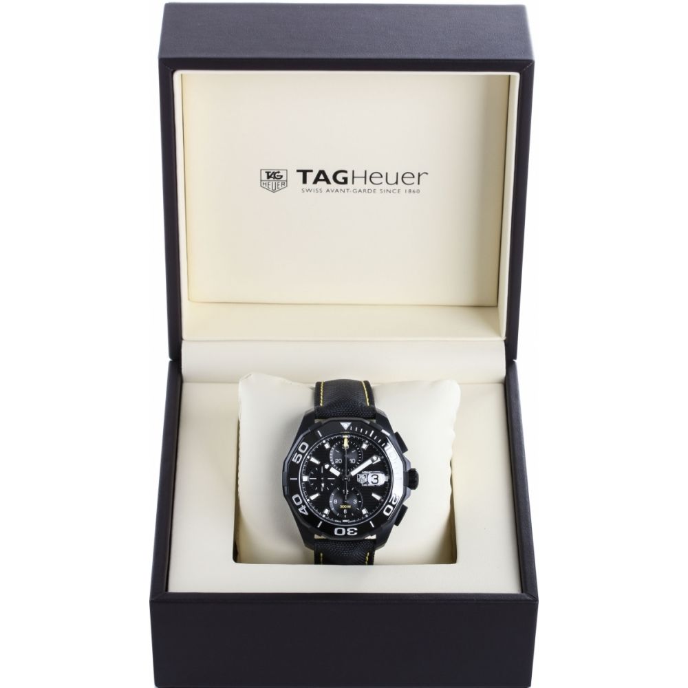 Tag Heuer Aquaracer Chronograph 43mm Black PVD Dial Black Nylon Strap Watch for Men - CAY218A.FC6361 Watches Tag Heuer   